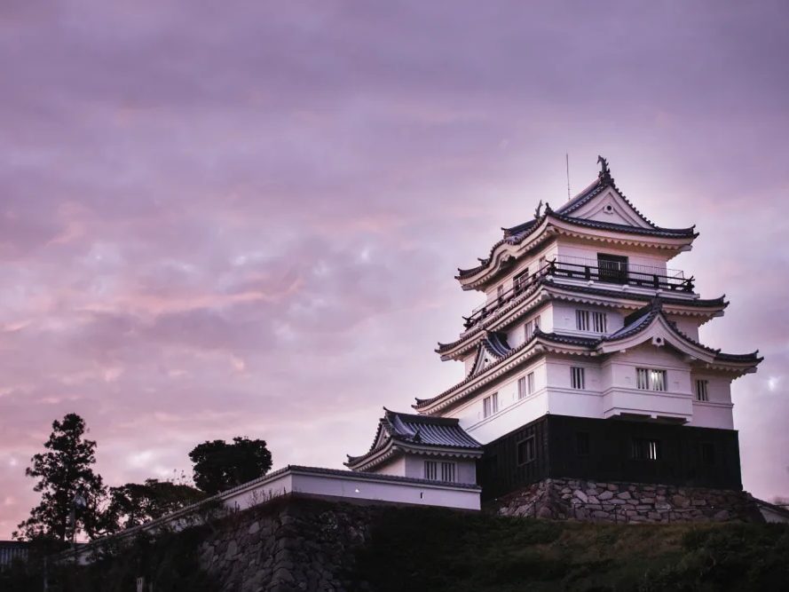 Hirado Castle, Nagasaki - the Kaiju Yagura turret at dusk