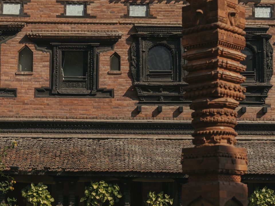 The Dwarika's, Kathmandu - carved Newari windows above the courtyard